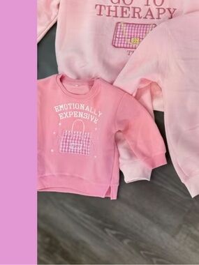 Kids Pink 'Emotionally Expensive' embroidered  Sweatshirt